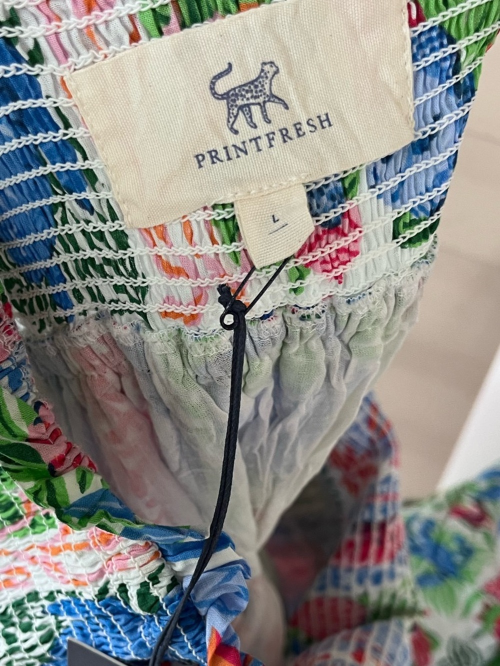 Printfresh cotton sea siren maxi dress smocked bodice tiered skirt beach NWT LG - Picture 7 of 7